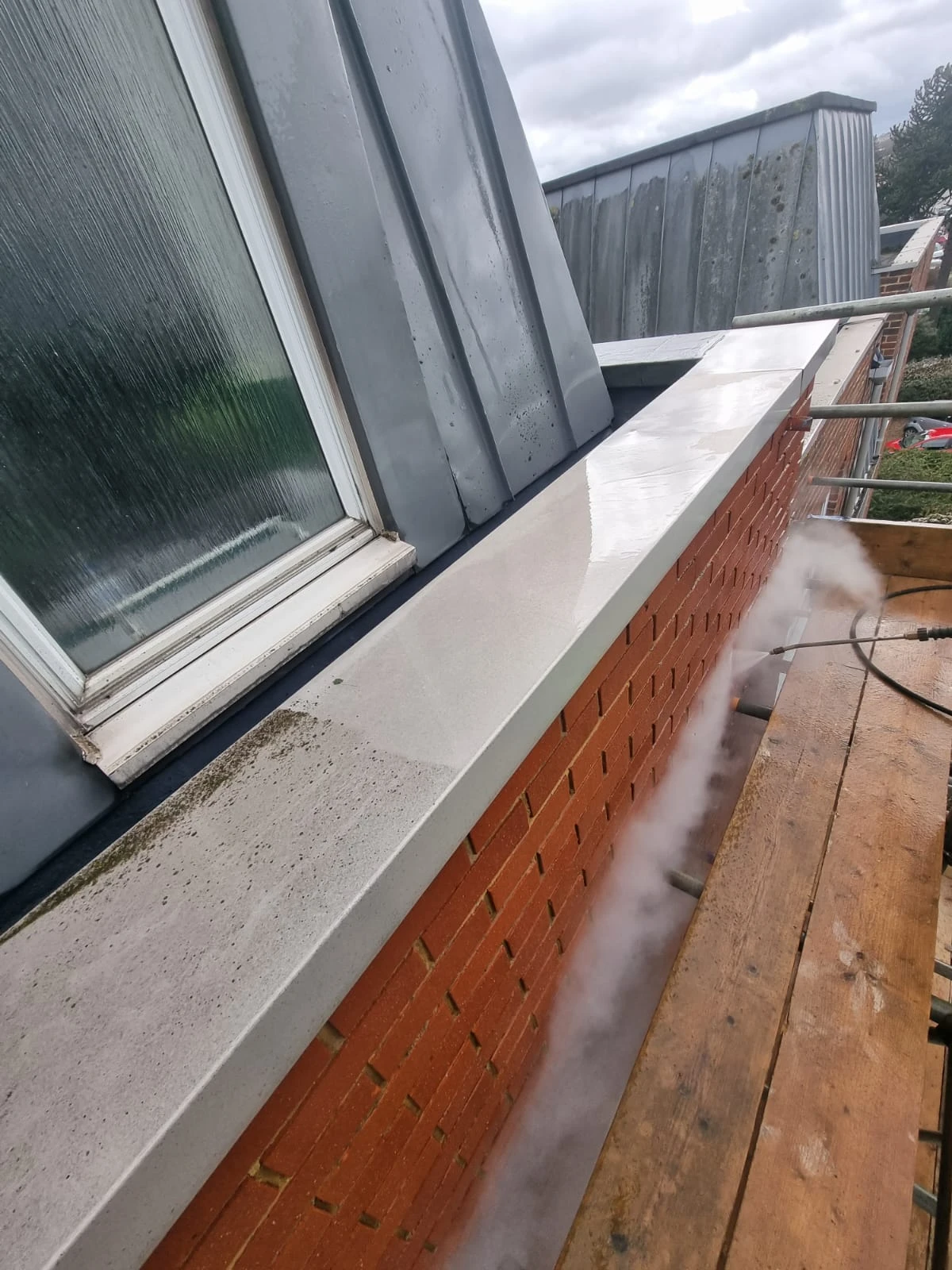 Soft wash and polish window frames